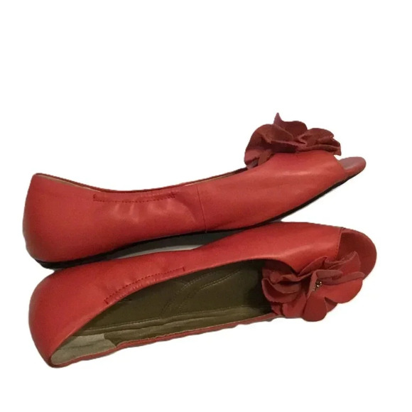 Naturalizer Peep Toe Ballet Flat Red Sz  9,5 M - Picture 2 of 6